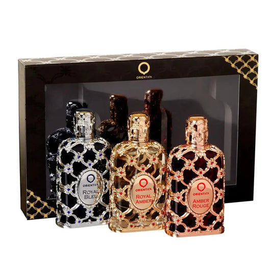 Zestaw Orientica Luxury Collection Amber Rouge + Royal Amber + Royal Bleu (3 × 30 ml)